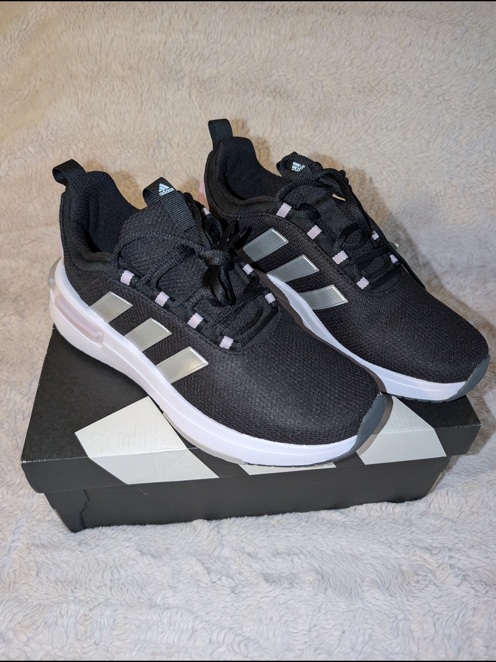 Adidas Racer TR23 Womens Running Shoes Black Silver Lavender IF4369 Size 7.5